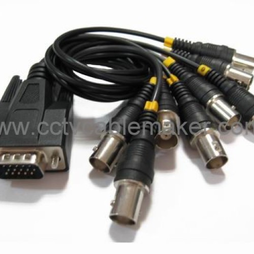 Vga 15pin male breakout cable to 8 bnc female cable